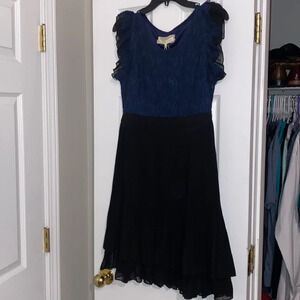 2/$30 A’reve dress, navy and black, pleated bottom,NWT